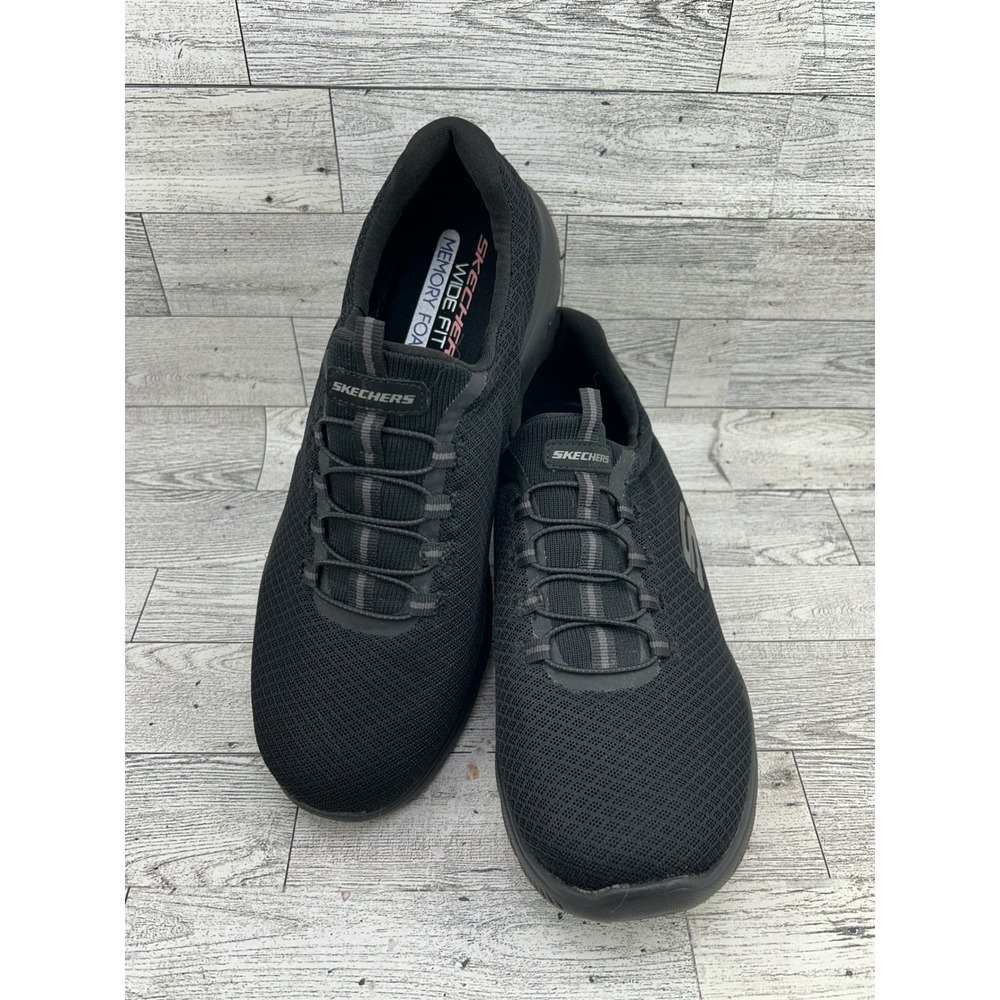 Skechers Summits Black Mesh Bungee Slip On Sneakers Wide Fit 12980W Women Sz 9.5